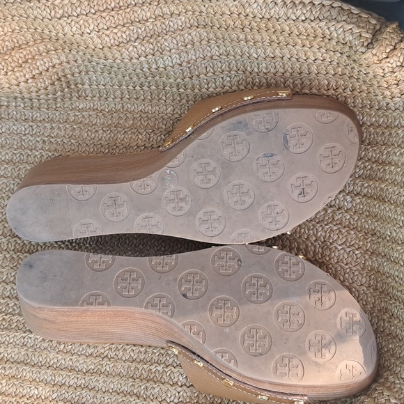Tory Burch Tan Patti leather sandal Wedges - Picture 5 of 8